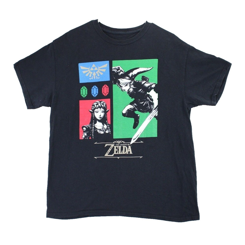 The Legend‎ of Zelda Link Princess Zelda T Shirt Mens Size Large Black Nintendo